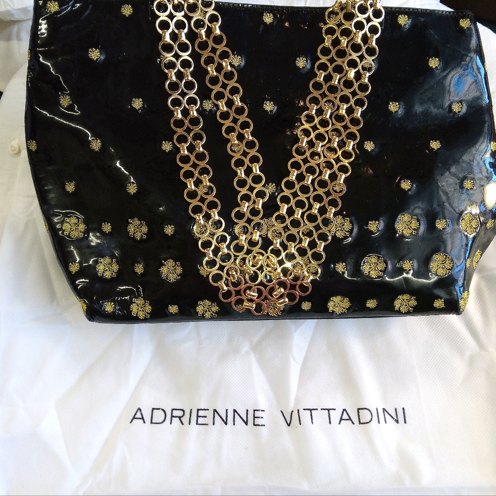 Black Chain Strap Tote Bag Adrienne Vittadini